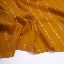 Tissu viscose inca gold à motif rayures fils dorés et argentés | Pretty mercerie | mercerie en ligne