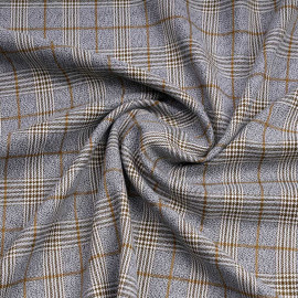 Tissu prince de Galles noir, gris, blanc et ginger | pretty mercerie | mercerie en ligne