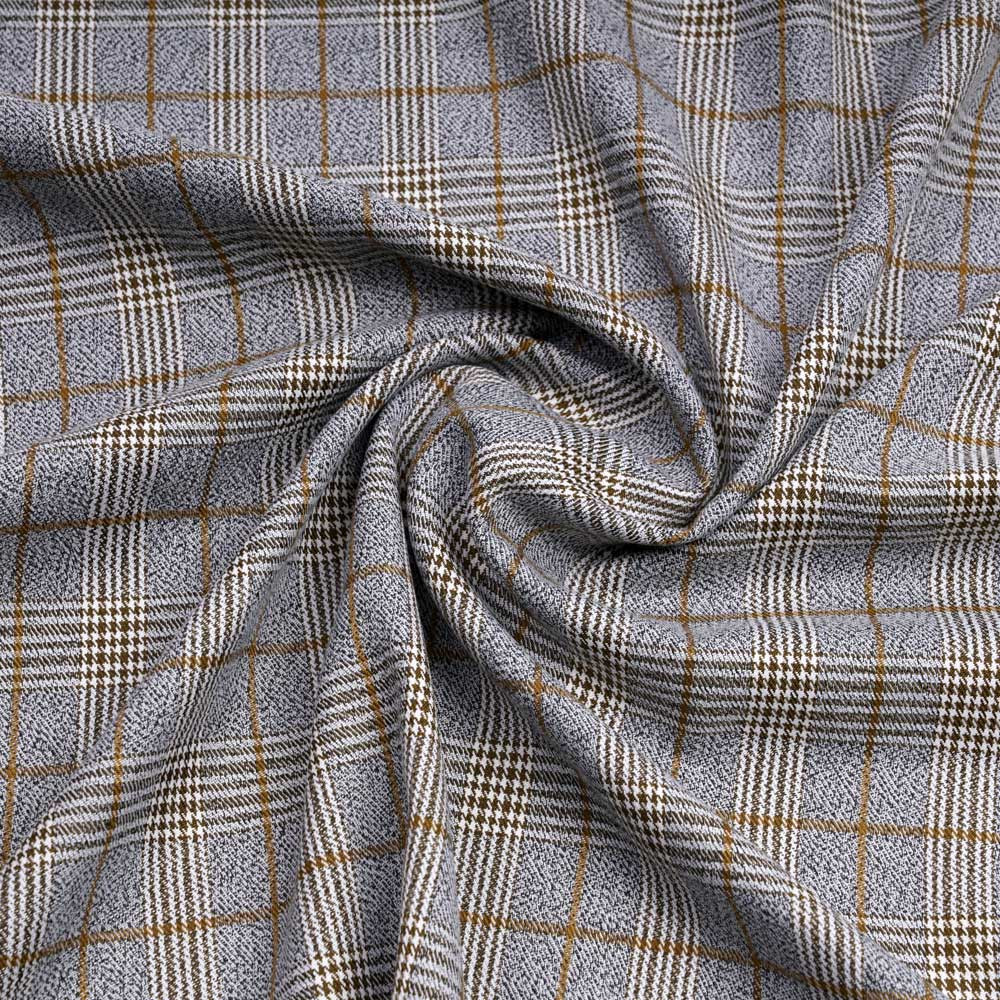 Tissu prince de Galles noir, gris, blanc et ginger | pretty mercerie | mercerie en ligne
