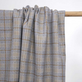 Tissu prince de Galles noir, gris, blanc et ginger | pretty mercerie | mercerie en ligne