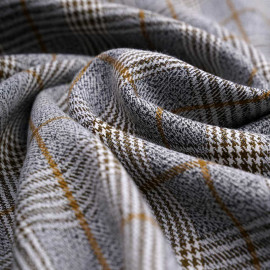 Tissu prince de Galles noir, gris, blanc et ginger | pretty mercerie | mercerie en ligne