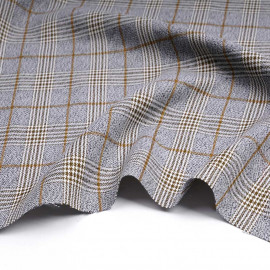 Tissu prince de Galles noir, gris, blanc et ginger | pretty mercerie | mercerie en ligne