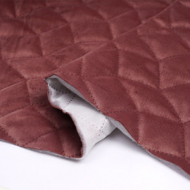 Tissu matelassé velours vieux rose à motif graphique | pretty mercerie | mercerie en ligne