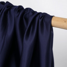Tissu viscose jacquard bleu marine à motif tissé rayé| Pretty Mercerie | mercerie en ligne