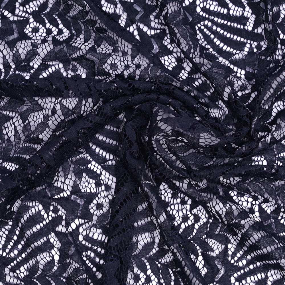 Tissu dentelle bleu marine à motif étoile filante | Pretty Mercerie | mercerie en ligne