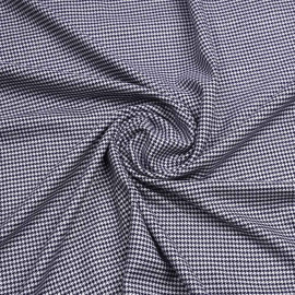 Tissu flanelle bambou à motif pied de poule bleu marine et blanc | Pretty Mercerie | mercerie en ligne