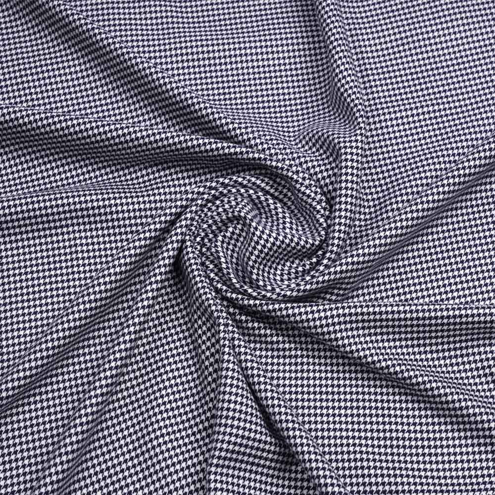 Tissu flanelle bambou à motif pied de poule bleu marine et blanc | Pretty Mercerie | mercerie en ligne