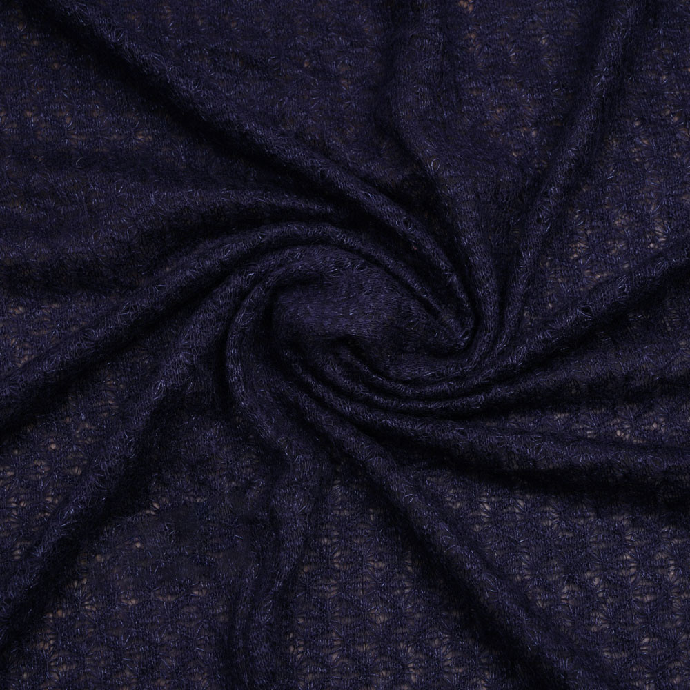Tissu maille bleu marine à motif ajouré | Pretty Mercerie | mercerie en ligne