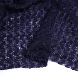 Tissu maille bleu marine à motif ajouré | Pretty Mercerie | mercerie en ligne