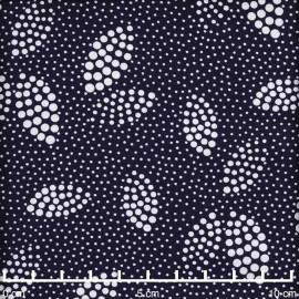 Tissu viscose bleu nuit à motif pois irrégulier blanc | Pretty Mercerie | mercerie en ligne