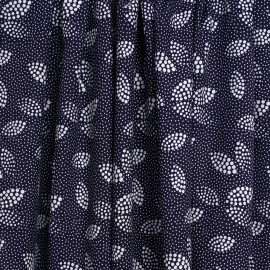 Tissu viscose bleu nuit à motif pois irrégulier blanc | Pretty Mercerie | mercerie en ligne