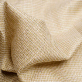 Tissu tissé jojoba et blanc à motif pied de poule et fil lurex or | Pretty Mercerie | Mercerie en ligne
