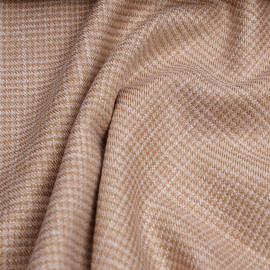 Tissu tissé café crème et blanc à motif pied de poule et fil lurex or | Pretty Mercerie | Mercerie en ligne