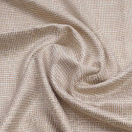 Tissu tissé nougat et blanc à motif pied de poule et fil lurex or | Pretty Mercerie | Mercerie en ligne