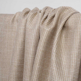 Tissu tissé nougat et blanc à motif pied de poule et fil lurex or | Pretty Mercerie | Mercerie en ligne