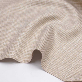 Tissu tissé nougat et blanc à motif pied de poule et fil lurex or | Pretty Mercerie | Mercerie en ligne