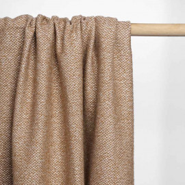 Tissu lainage maille tricoté blanc cassé, daim et fil lurex or | Pretty Mercerie | Mercerie en ligne