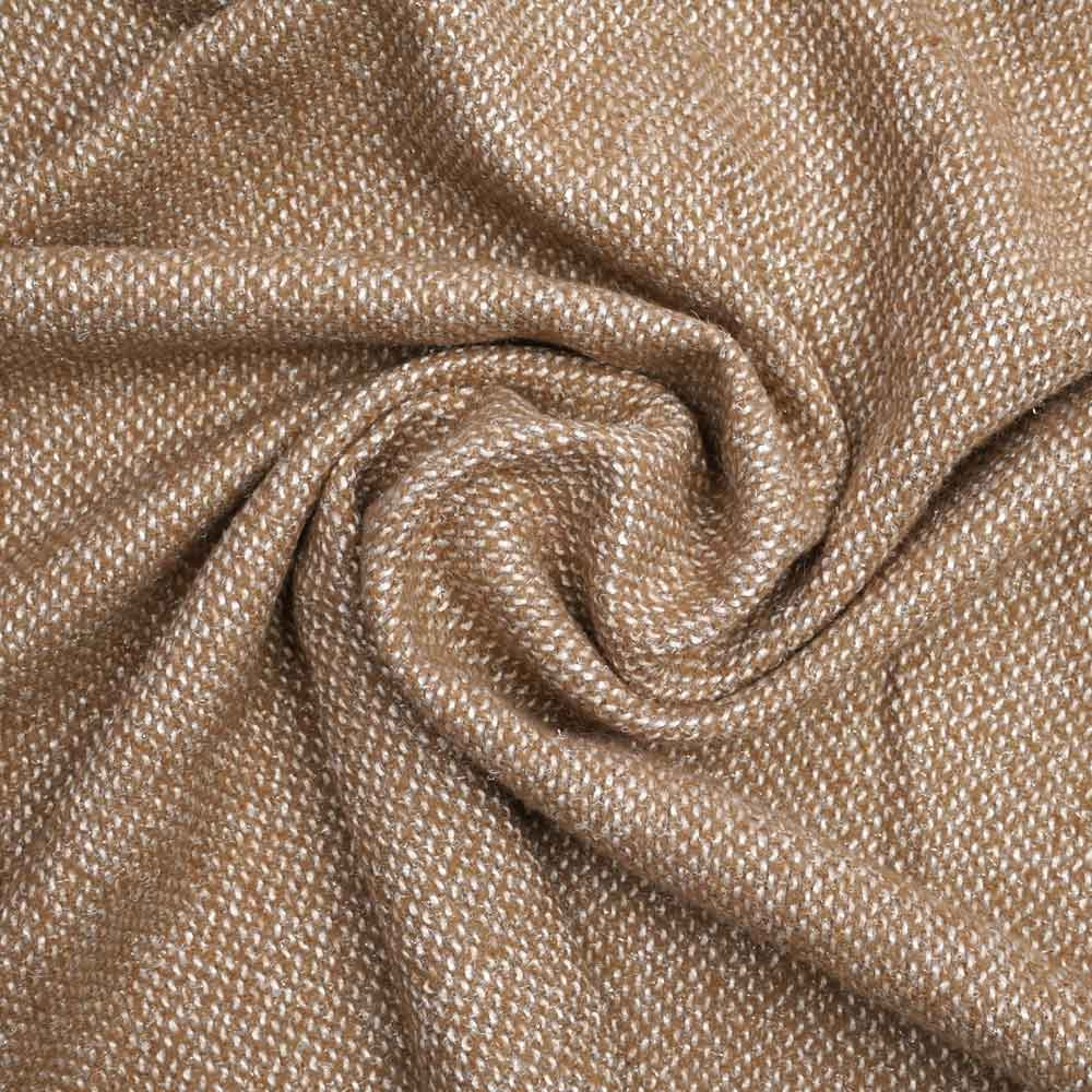 Tissu lainage maille tricoté blanc cassé, daim et fil lurex or | Pretty Mercerie | Mercerie en ligne
