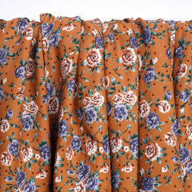 Tissu viscose caramel à motif fleurs des champs | Pretty mercerie | mercerie en ligne