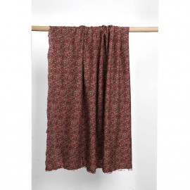 Tissu viscose marron à motif rose et petites étoiles blanches | Pretty Mercerie | Mercerie en ligne
