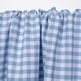 Tissu popeline de coton vichy blanc et bleu pastel | Pretty Mercerie | mercerie en ligne