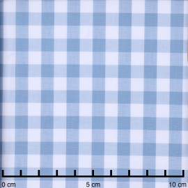 Tissu popeline de coton vichy blanc et bleu pastel | Pretty Mercerie | mercerie en ligne
