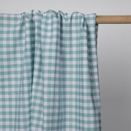 Tissu popeline de coton vichy blanc et vert pastel | Pretty Mercerie | mercerie en ligne