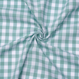 Tissu popeline de coton vichy blanc et vert pastel | Pretty Mercerie | mercerie en ligne