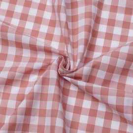 Tissu popeline de coton vichy blanc et rose pastel | Pretty Mercerie | mercerie en ligne