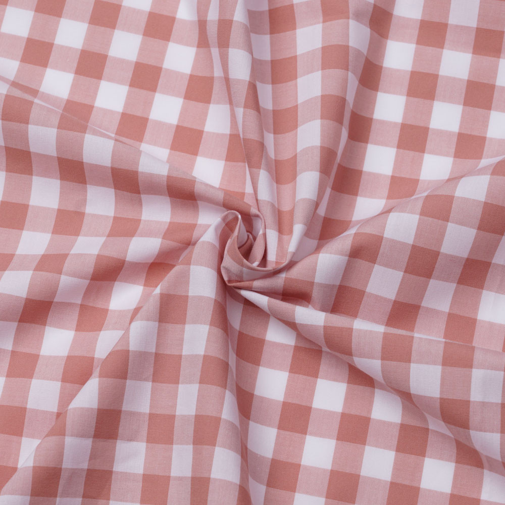 Tissu popeline de coton vichy blanc et rose pastel | Pretty Mercerie | mercerie en ligne