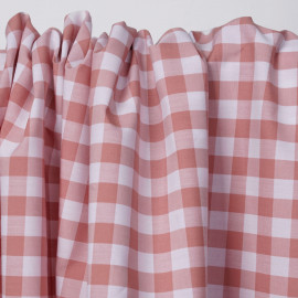 Tissu popeline de coton vichy blanc et rose pastel | Pretty Mercerie | mercerie en ligne