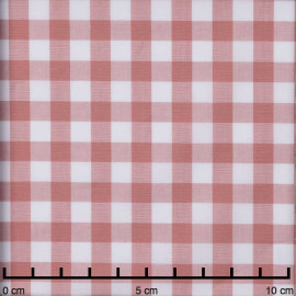 Tissu popeline de coton vichy blanc et rose pastel | Pretty Mercerie | mercerie en ligne
