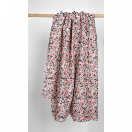 Tissu coton birch à motif bloom rose corail, mauve et vert| Pretty Mercerie | Mercerie en ligne