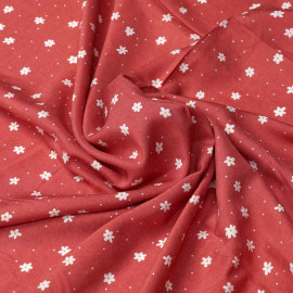 Tissu viscose grenadine à motif petite marguerite et petit pois blanc  | Pretty Mercerie | Mercerie en ligne