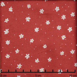 Tissu viscose grenadine à motif petite marguerite et petit pois blanc  | Pretty Mercerie | Mercerie en ligne