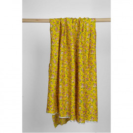 Tissu viscose petite rose vieux rose, orange et vert  | Pretty Mercerie | Mercerie en ligne