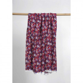 viscose rouge foncé à motif fleuri sous les tropiques | Pretty mercerie | Mercerie en ligne