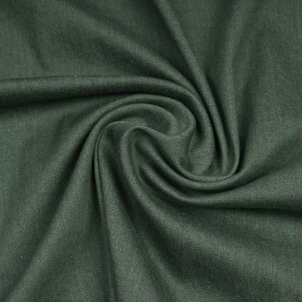 Tissu toile denim stretch vert cyprès | pretty mercerie | mercerie en ligne