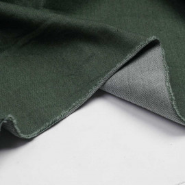 Tissu toile denim stretch vert cyprès | pretty mercerie | mercerie en ligne