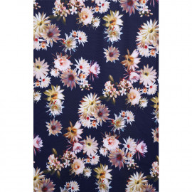 Tissu maillot de bain bleu marine à motif floral | Pretty Mercerie | Mercerie en ligne