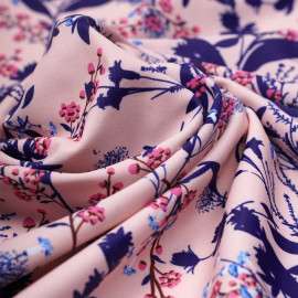 Tissu maillot de bain rose pastel à motif cerisier en fleur bleu et rose | Pretty Mercerie | Mercerie en ligne