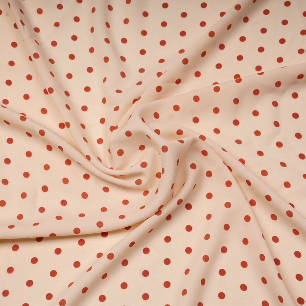 Tissu crêpe rose champagne à motif pois ginger | Pretty Mercerie | Mercerie en ligne