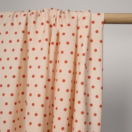Tissu crêpe rose champagne à motif pois ginger | Pretty Mercerie | Mercerie en ligne