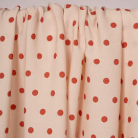 Tissu crêpe rose champagne à motif pois ginger | Pretty Mercerie | Mercerie en ligne