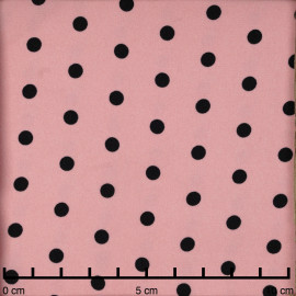 Tissu crêpe rose tan à motif pois noir | Pretty Mercerie | Mercerie en ligne