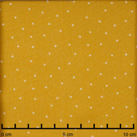 Tissu viscose mimosa à motif petit pois blanc | Pretty Mercerie | mercerie en ligne