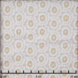 Tissu coton brodé blanc à motif graphique | Pretty Mercerie | mercerie en ligne