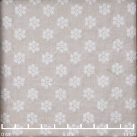 Tissu coton brodé blanc à motif pâquerette | Pretty Mercerie | Mercerie en ligne