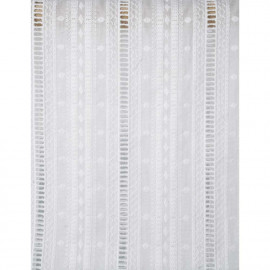 Tissu coton brodé blanc à motif rayé fleuri et ajouré échelle | pretty mercerie | mercerie en ligne