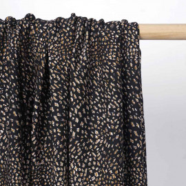 Tissu viscose noir à motif léopard miel doré et crème | Pretty mercerie | mercerie en ligne